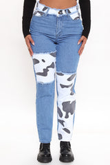 Favorite Cowgirl Colorblock Mom Jeans - Black/combo Ins Street