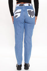 Favorite Cowgirl Colorblock Mom Jeans - Black/combo Ins Street