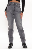 Good To Go Grey High Rise Straight Leg Jeans - Grey Ins Street