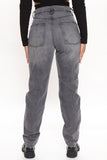 Good To Go Grey High Rise Straight Leg Jeans - Grey Ins Street