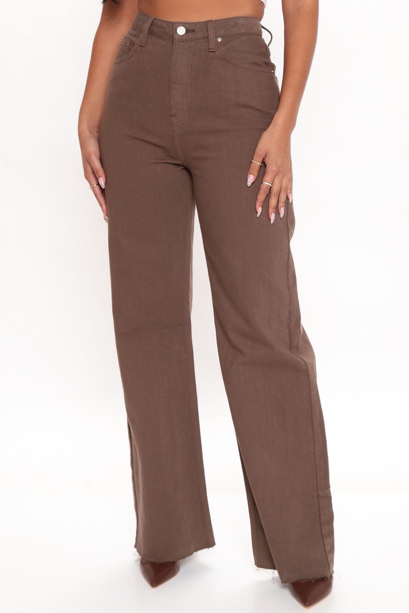 Good Time High Waist Wide Leg Jeans - Brown Ins Street