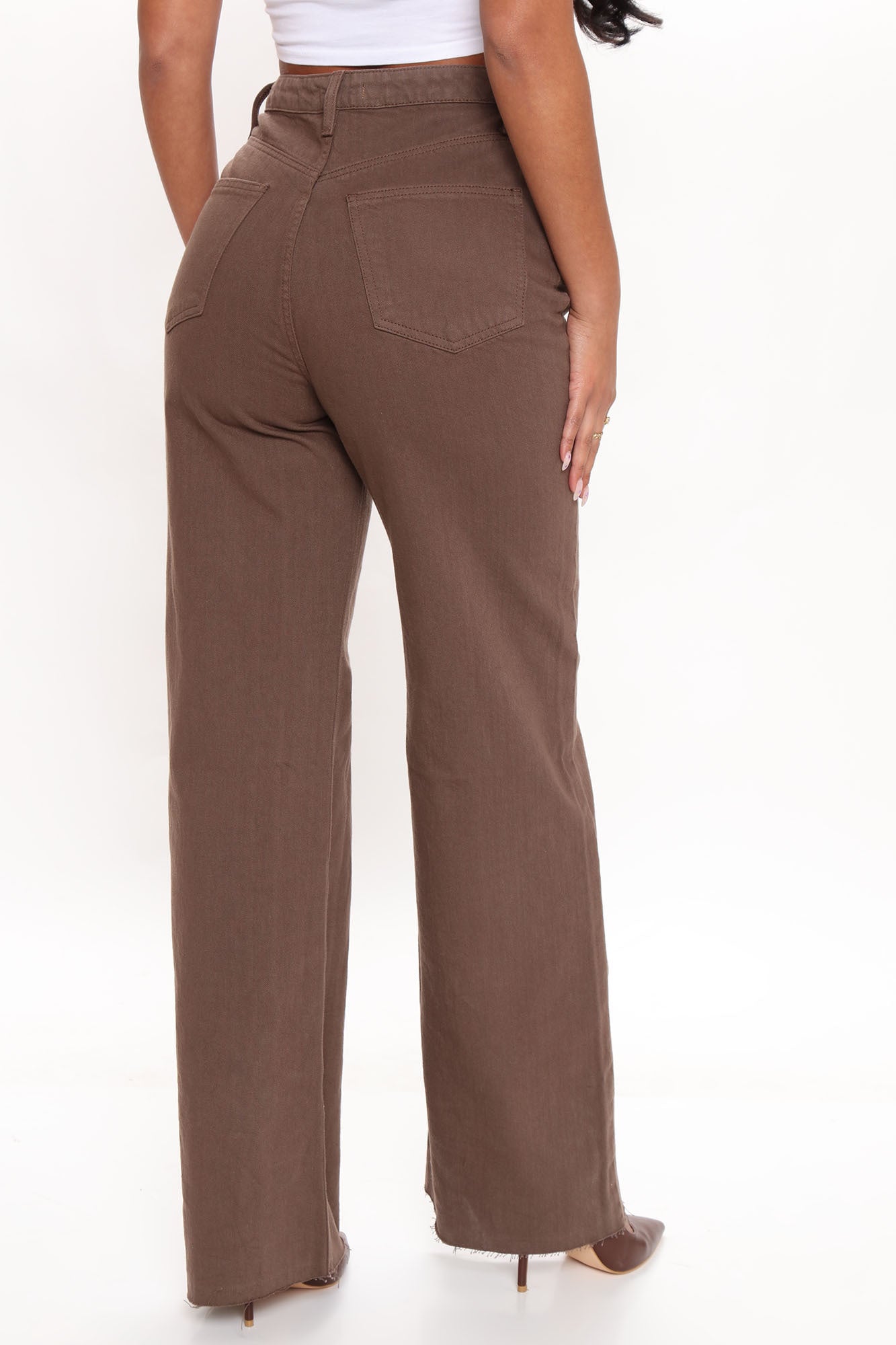 Good Time High Waist Wide Leg Jeans - Brown Ins Street