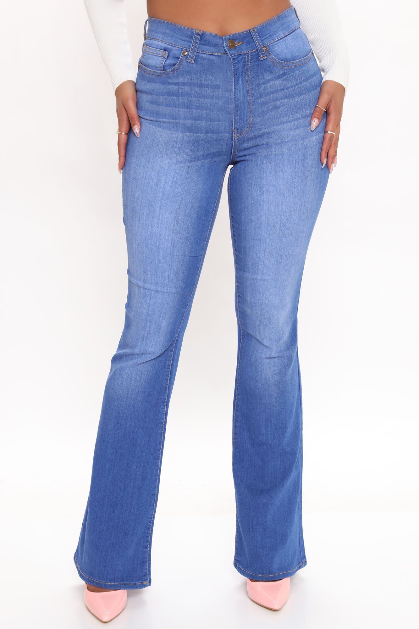 Day Tripper Stretch Curvy Flare Jeans - Medium Blue Wash Ins Street