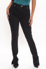Tall Supernova Side Split Straight Leg Jeans - Black Ins Street