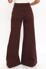 Flare For The Dramatics Wide Leg Jeans - Chocolate Ins Street
