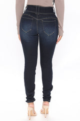 Recycled Mid Rise Skinny Jeans - Dark Wash Ins Street