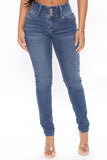 Recycled Mid Rise Skinny Jeans - Medium Blue Wash