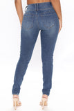 Recycled Mid Rise Skinny Jeans - Medium Blue Wash Ins Street