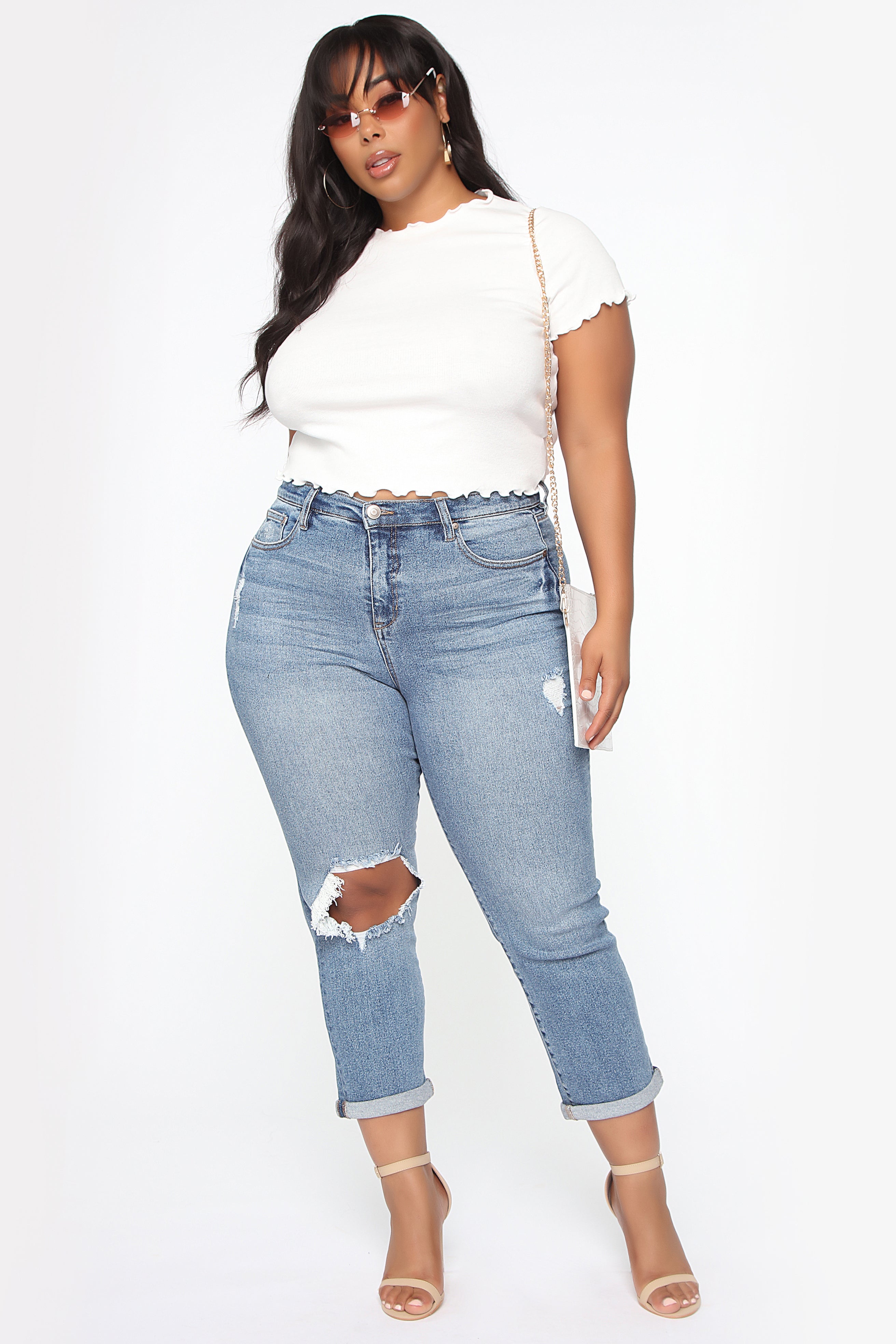 Need A New High Rise Mom Jeans - Medium Blue Wash Ins Street