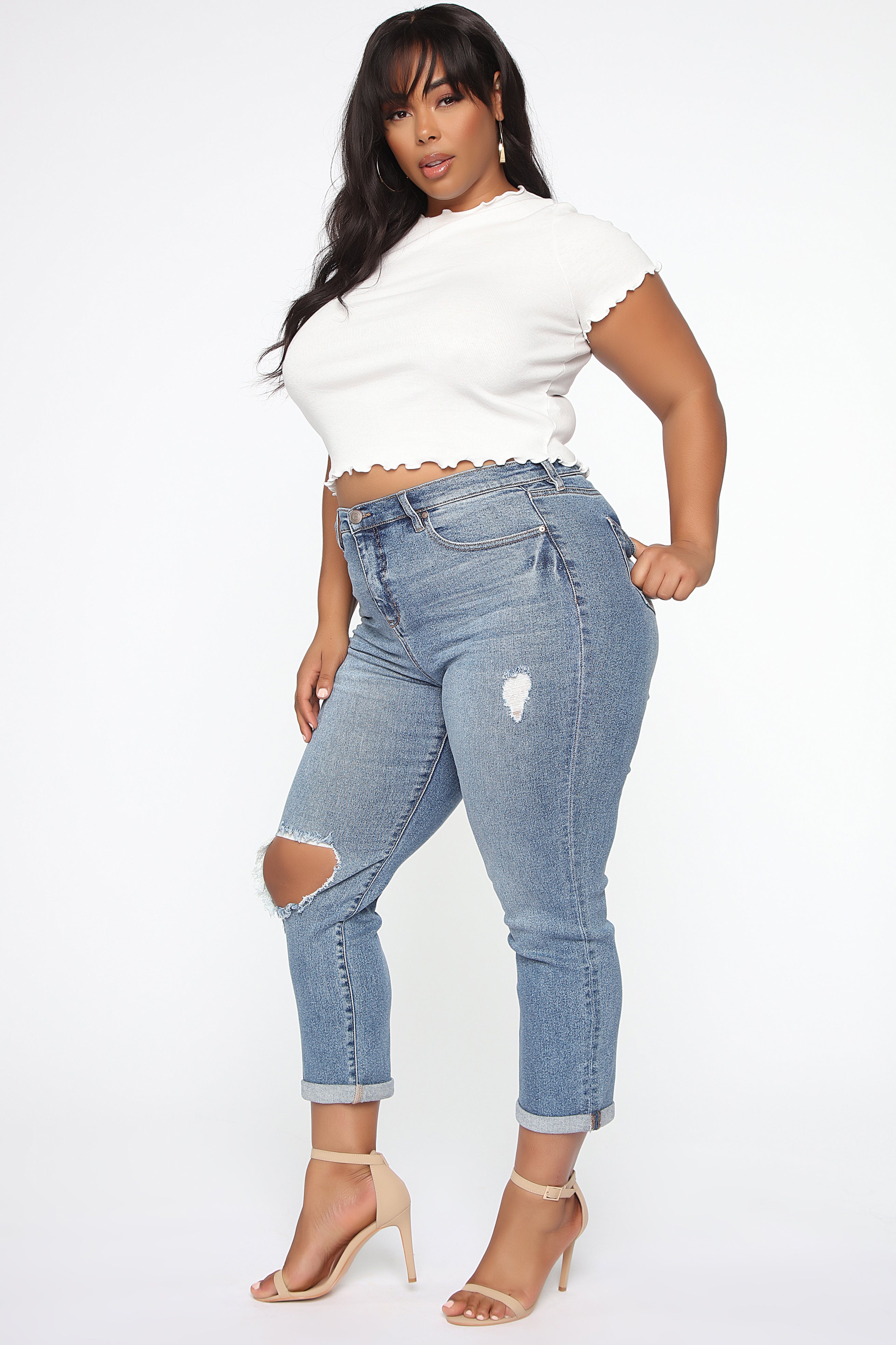 Need A New High Rise Mom Jeans - Medium Blue Wash Ins Street