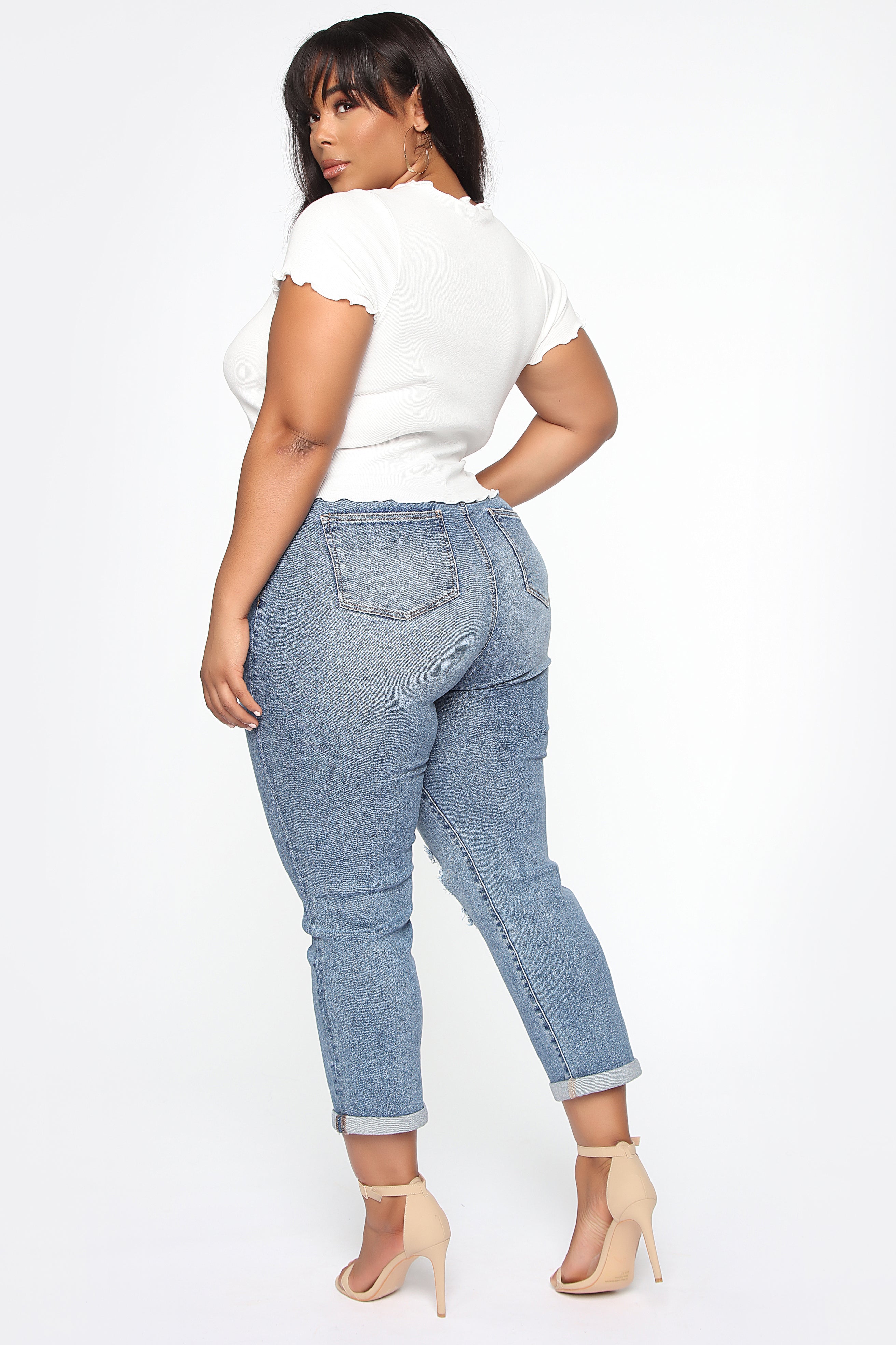 Need A New High Rise Mom Jeans - Medium Blue Wash Ins Street