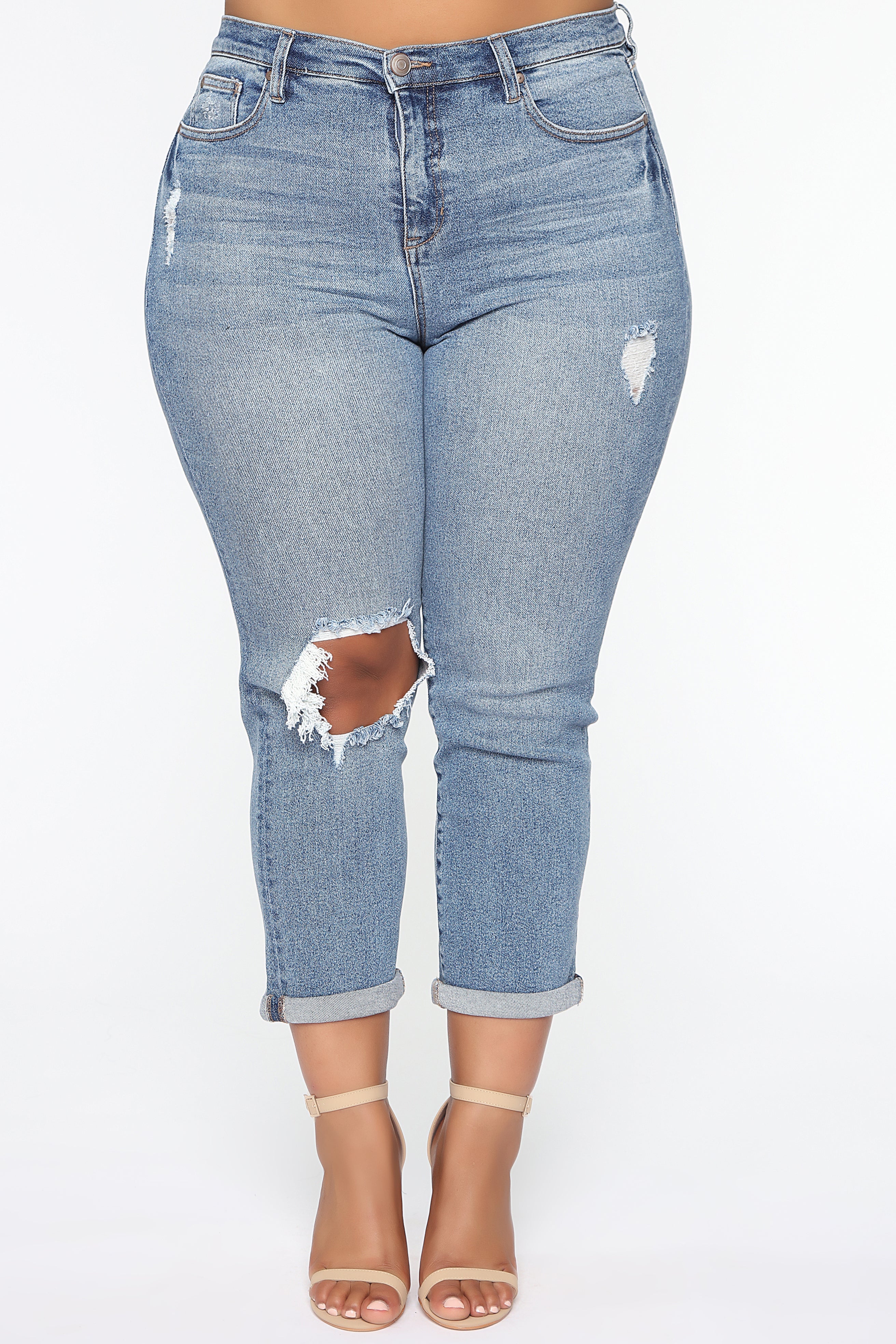 Need A New High Rise Mom Jeans - Medium Blue Wash Ins Street