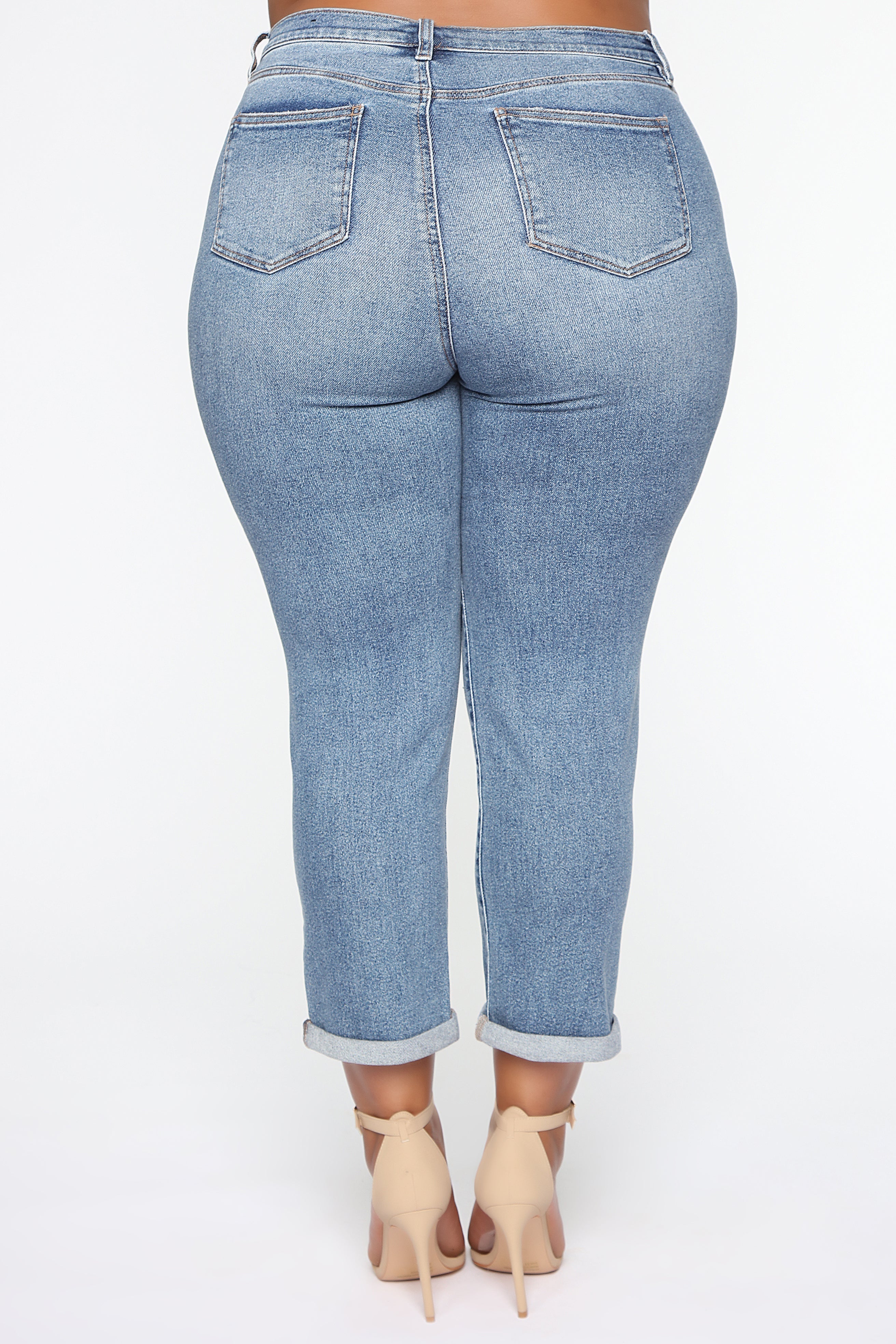 Need A New High Rise Mom Jeans - Medium Blue Wash Ins Street