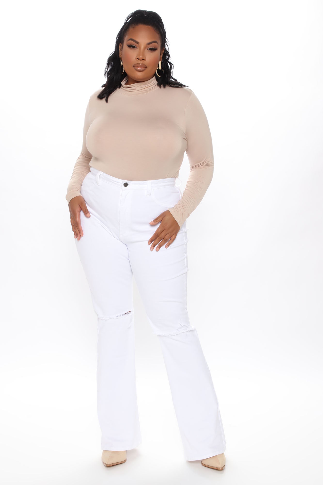 Here To Stay Flare Jeans - White Ins Street