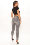 Stay In Line Mid Rise Skinny Jeans - Grey/Black Ins Street