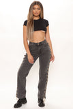 Linked To You Chain Straight Leg Jeans - Grey Ins Street
