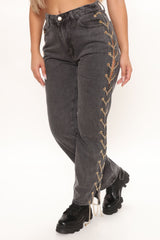 Linked To You Chain Straight Leg Jeans - Grey Ins Street
