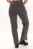 Linked To You Chain Straight Leg Jeans - Grey Ins Street