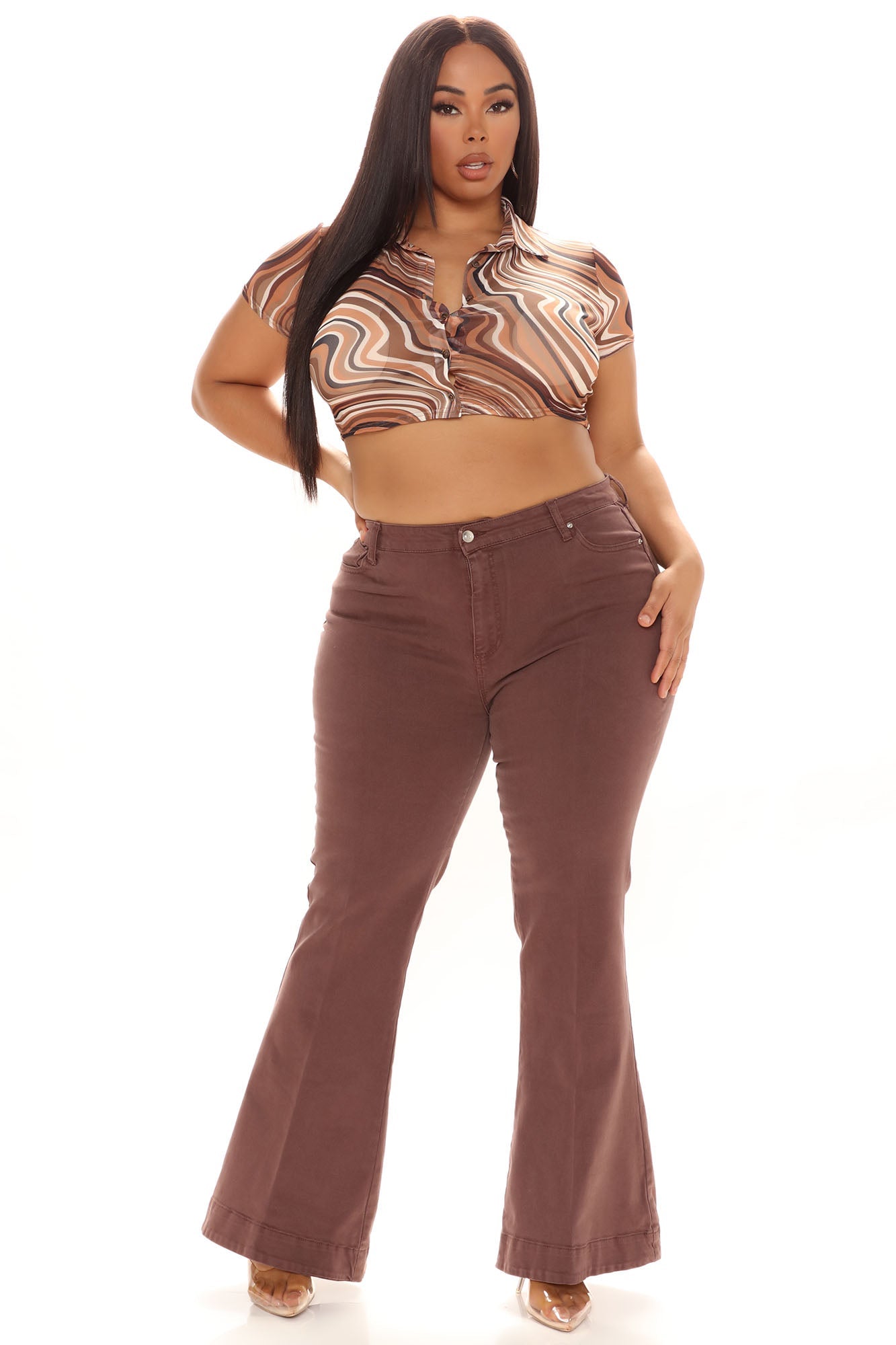 South Of France Trouser Flare Jeans - Chocolate Ins Street
