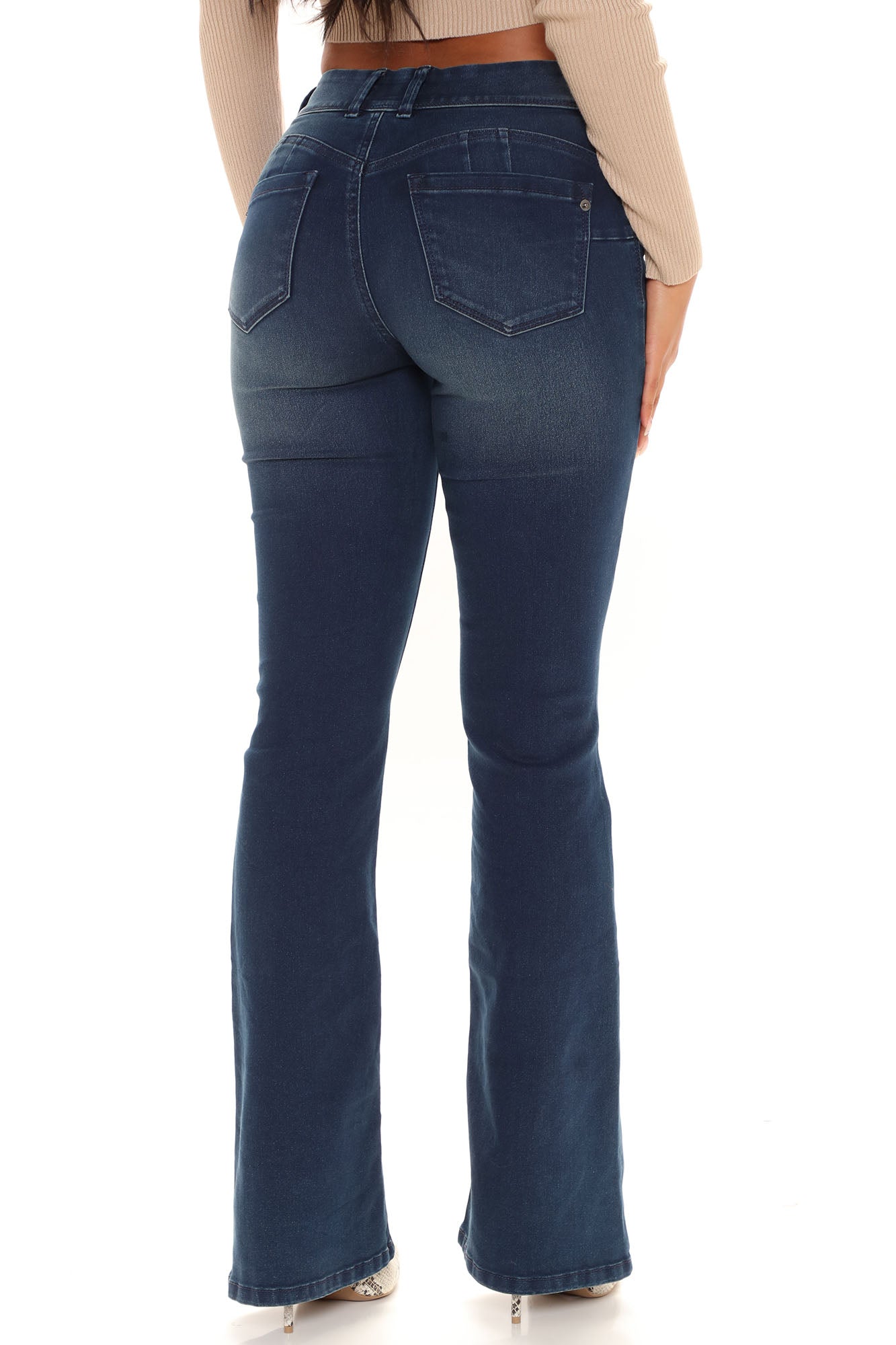 Boost Up Booty Lifting Compression Stretch Flare Jeans - Dark Wash Ins Street