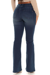 Boost Up Booty Lifting Compression Stretch Flare Jeans - Dark Wash Ins Street