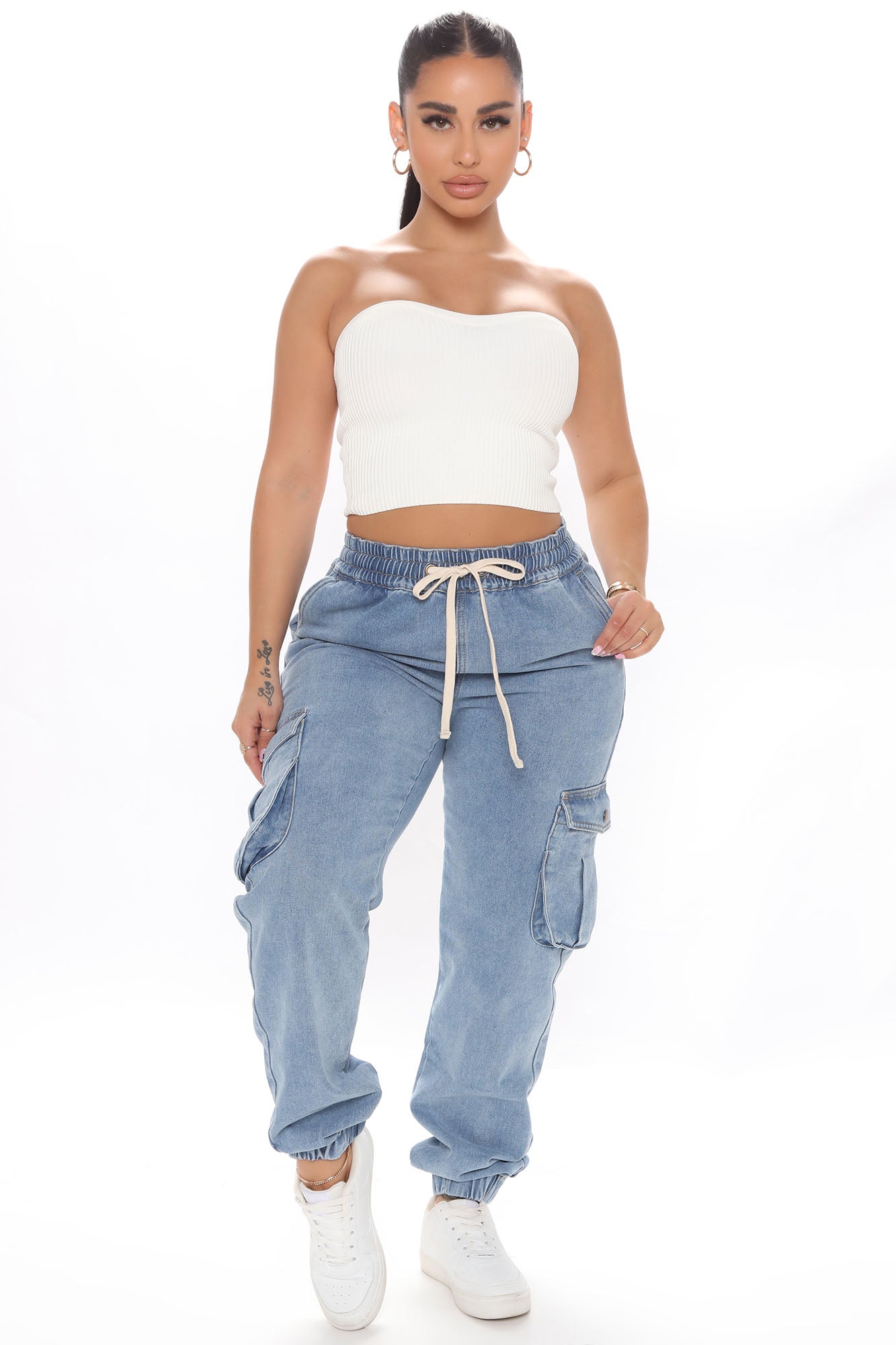 Take A Break Relaxed Denim Joggers - Medium Blue Wash Ins Street