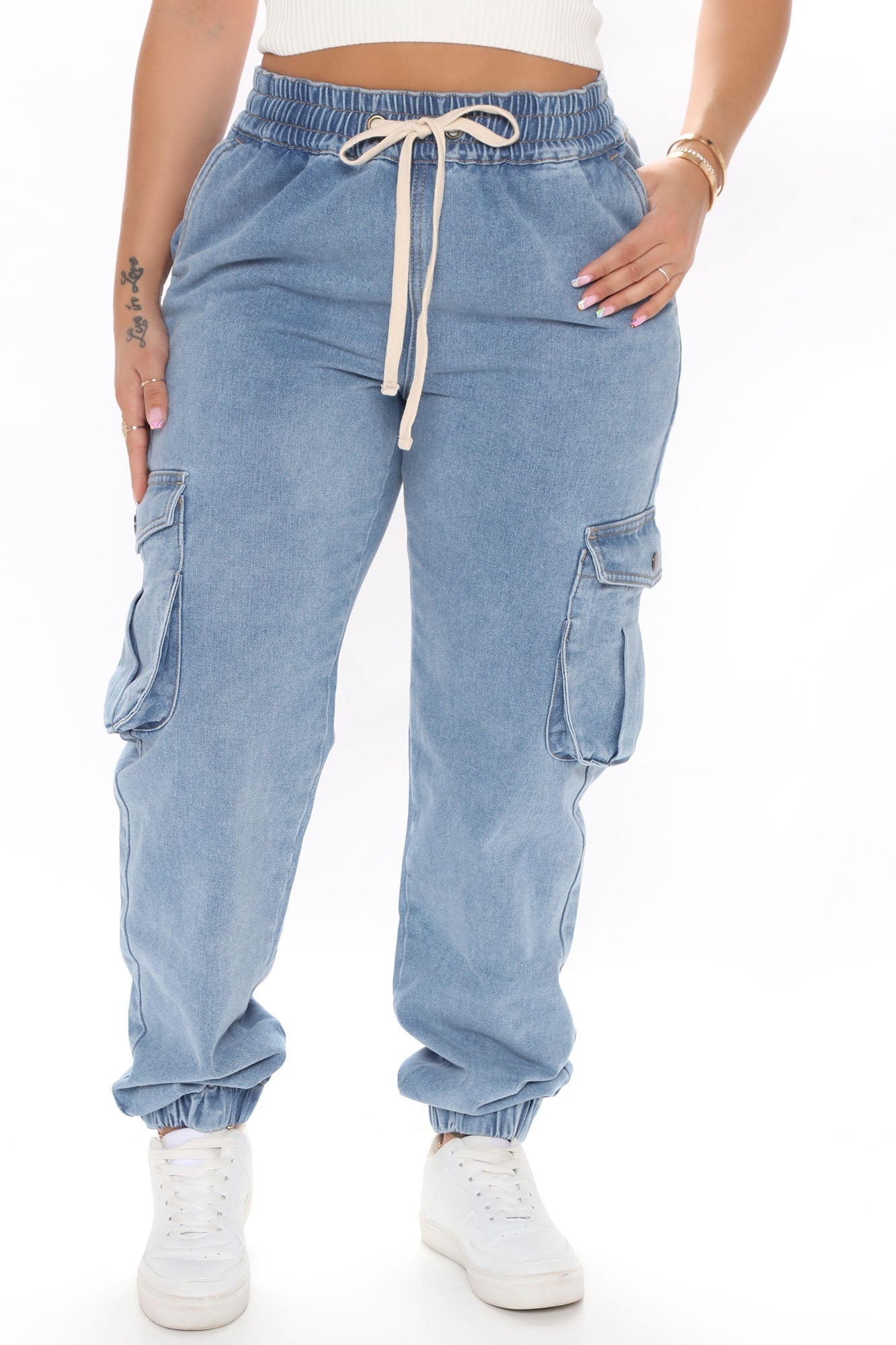 Take A Break Relaxed Denim Joggers - Medium Blue Wash Ins Street