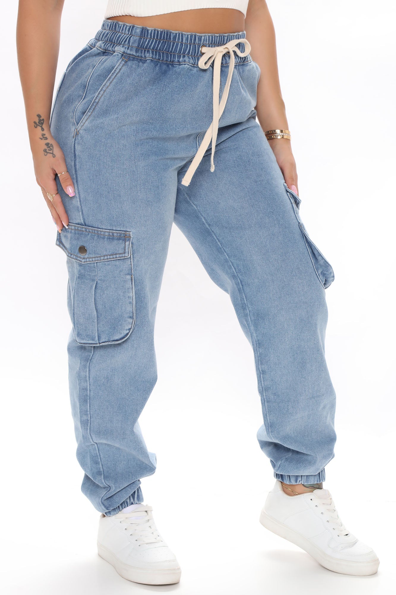 Take A Break Relaxed Denim Joggers - Medium Blue Wash Ins Street