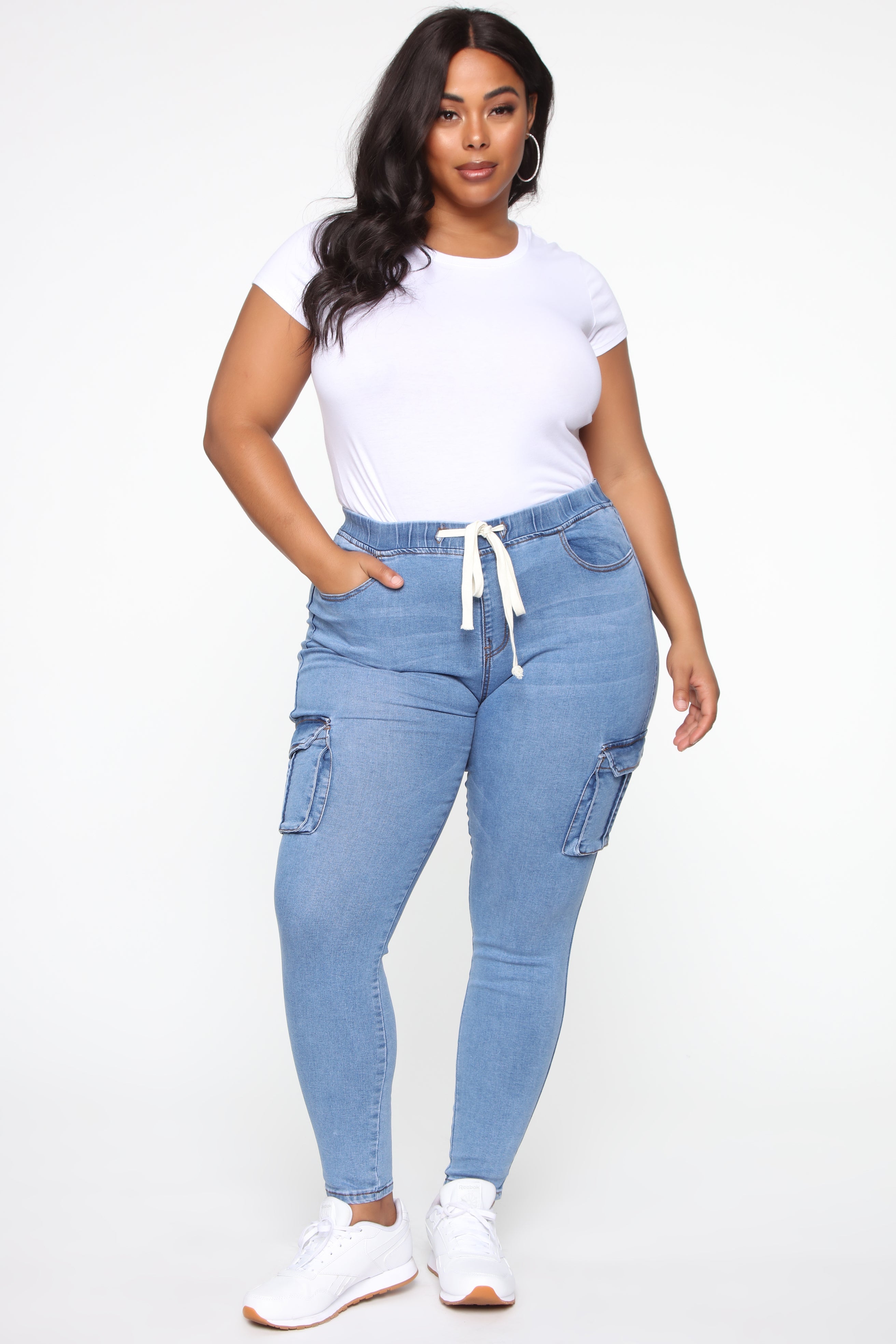 Bad Mamma Jamma Cargo Jeans - Medium Blue Wash Ins Street