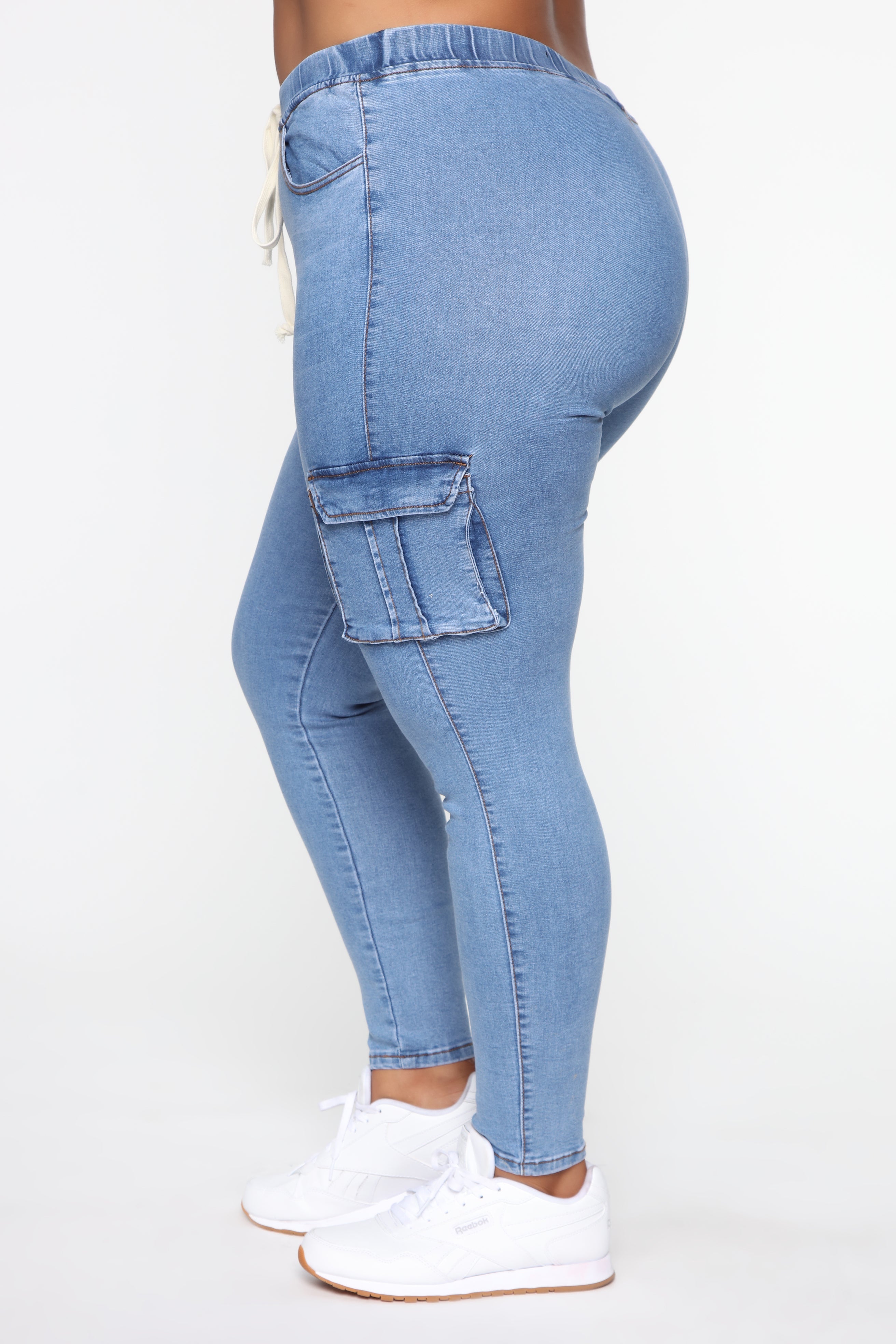 Bad Mamma Jamma Cargo Jeans - Medium Blue Wash Ins Street