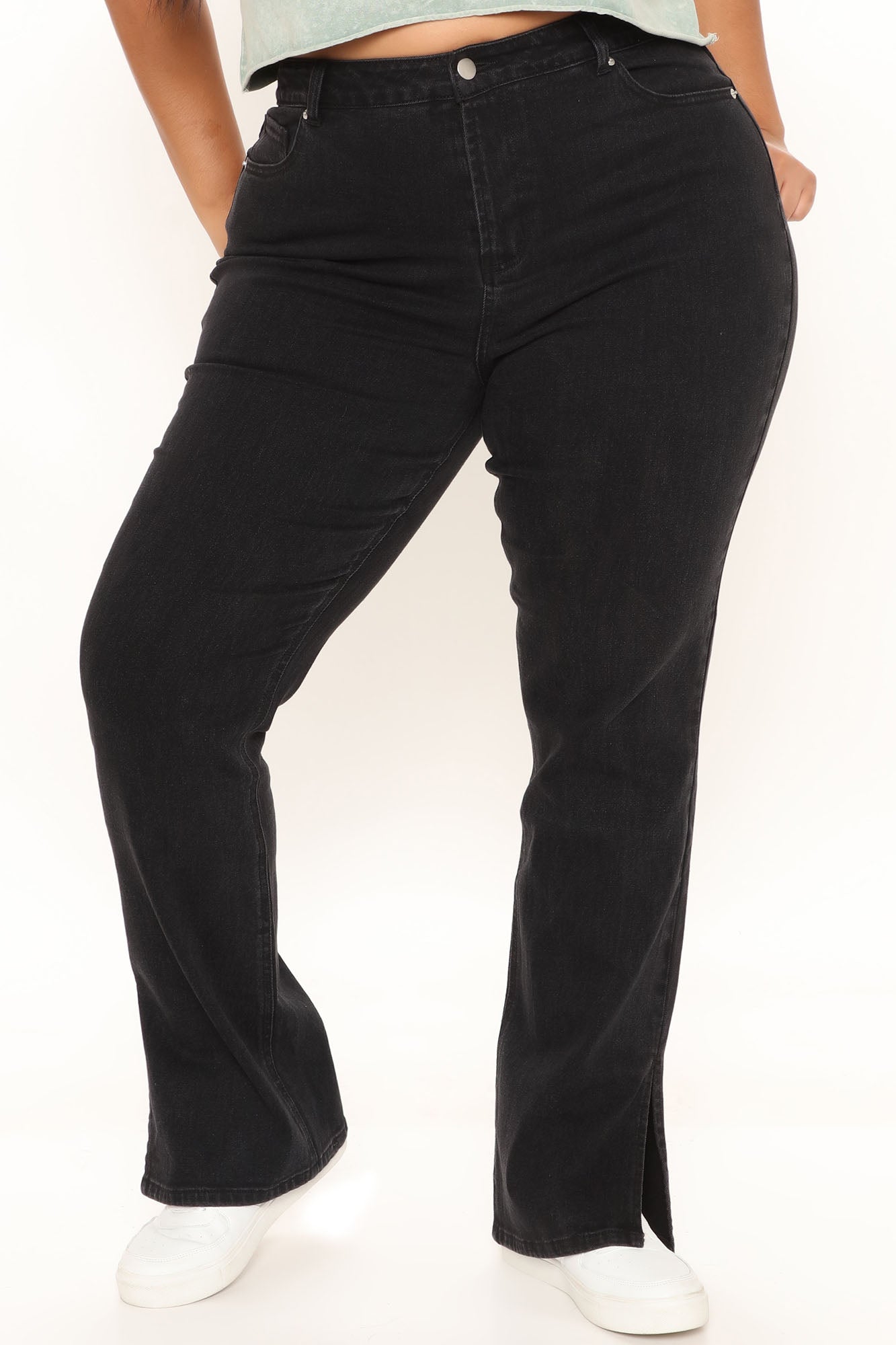 Supernova Side Split Straight Leg Jeans - Black Ins Street