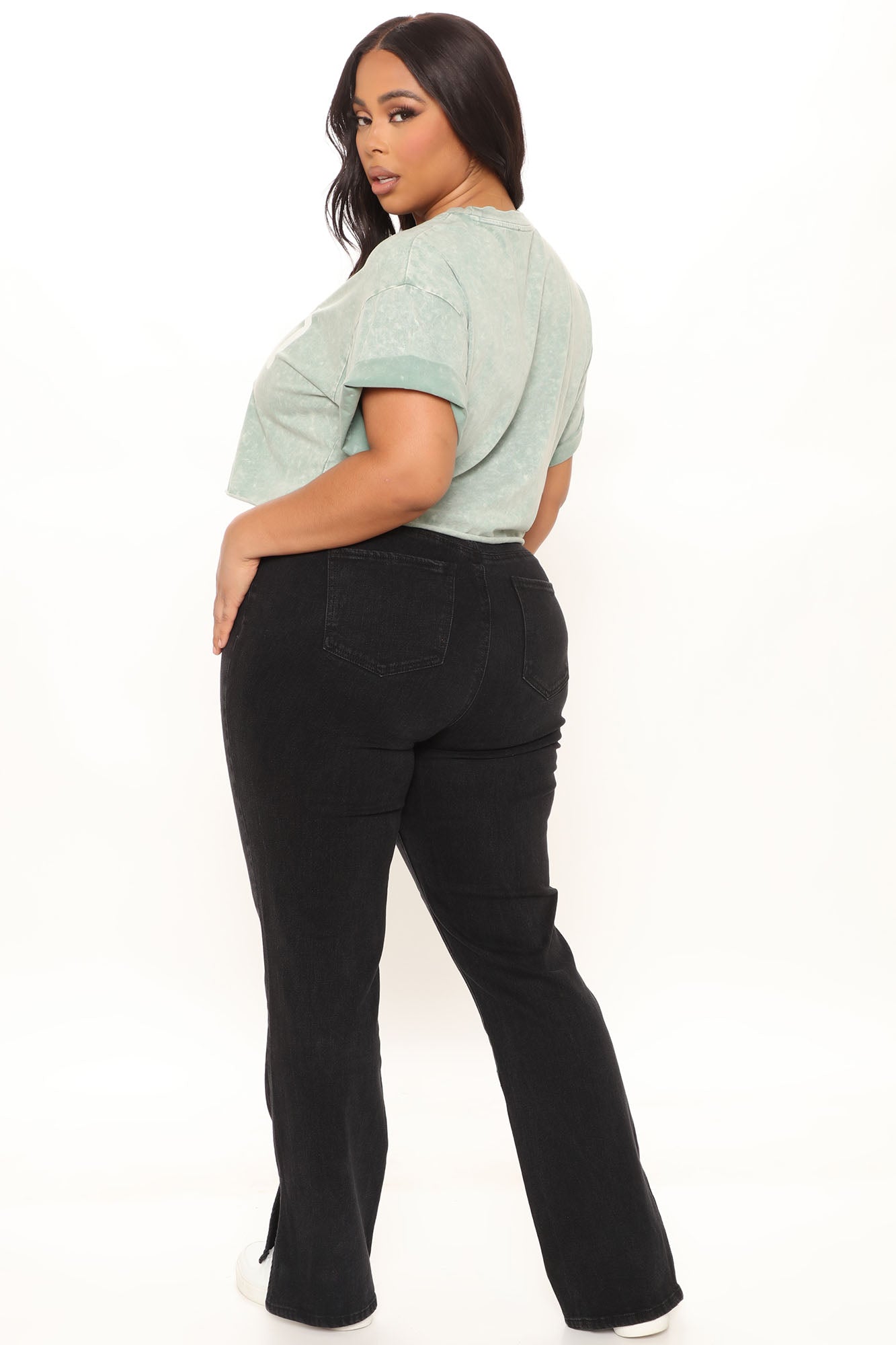 Supernova Side Split Straight Leg Jeans - Black Ins Street