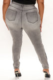 Stay In Line Mid Rise Skinny Jeans - Grey/Black Ins Street