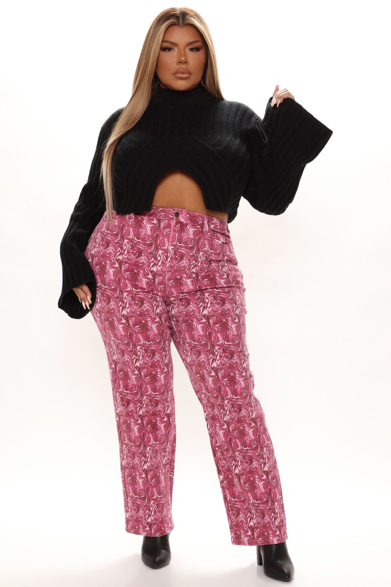 All In The Swirl Straight Leg Jeans - Pink Ins Street
