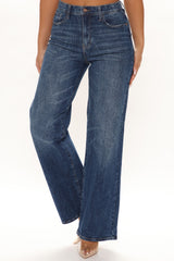 Classic High Rise Wide Leg Jeans - Dark Wash Ins Street