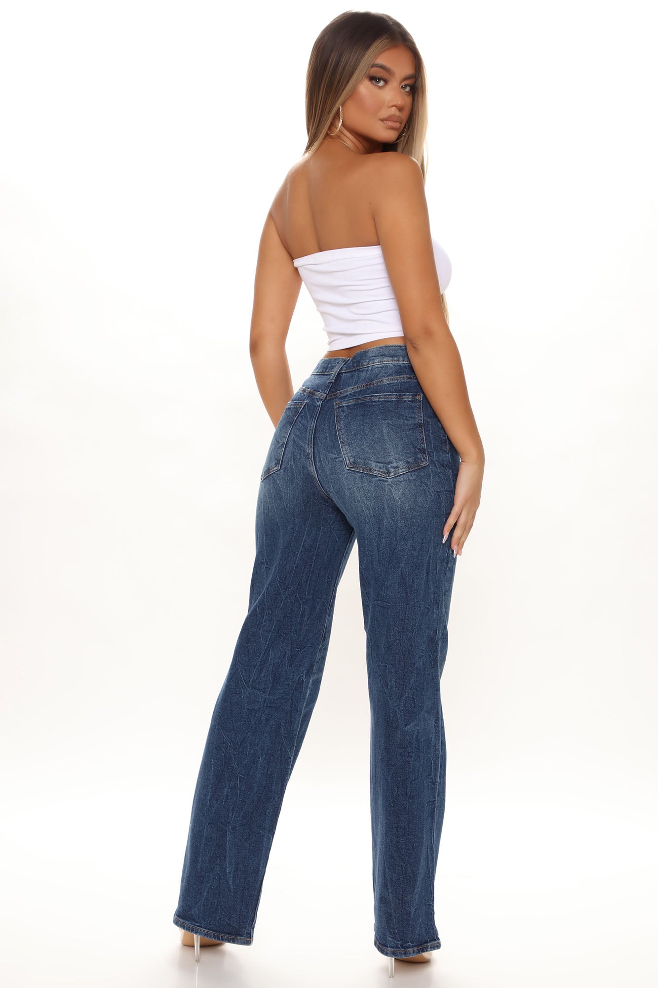 Classic High Rise Wide Leg Jeans - Dark Wash Ins Street