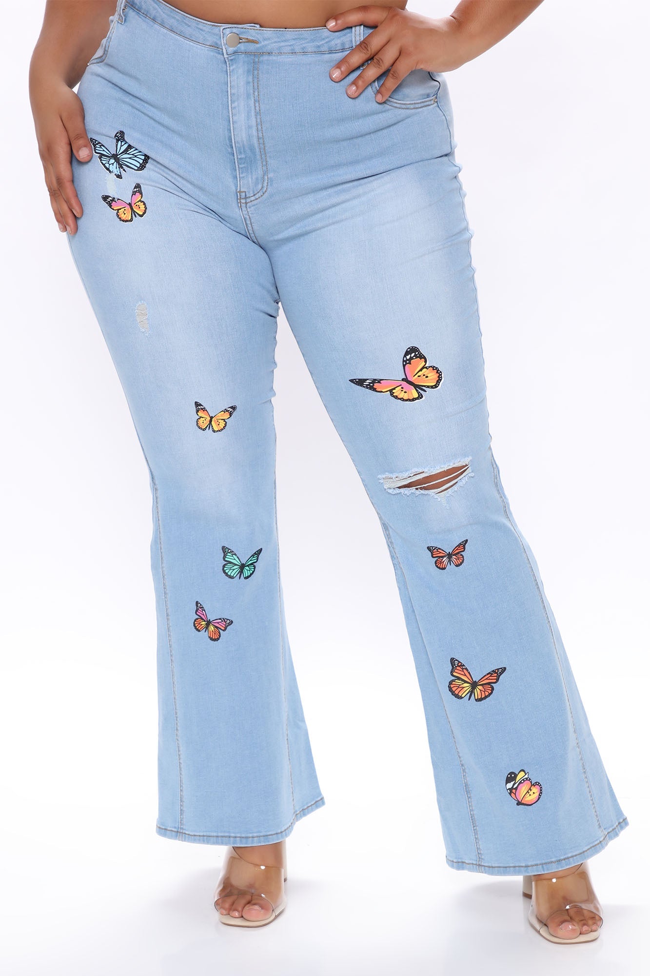 Catching Butterflies Extreme Flare Jeans - Light Blue Wash Ins Street