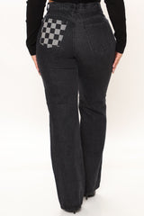 Checkin' You Out Loose Straight Leg Jeans - Black Ins Street