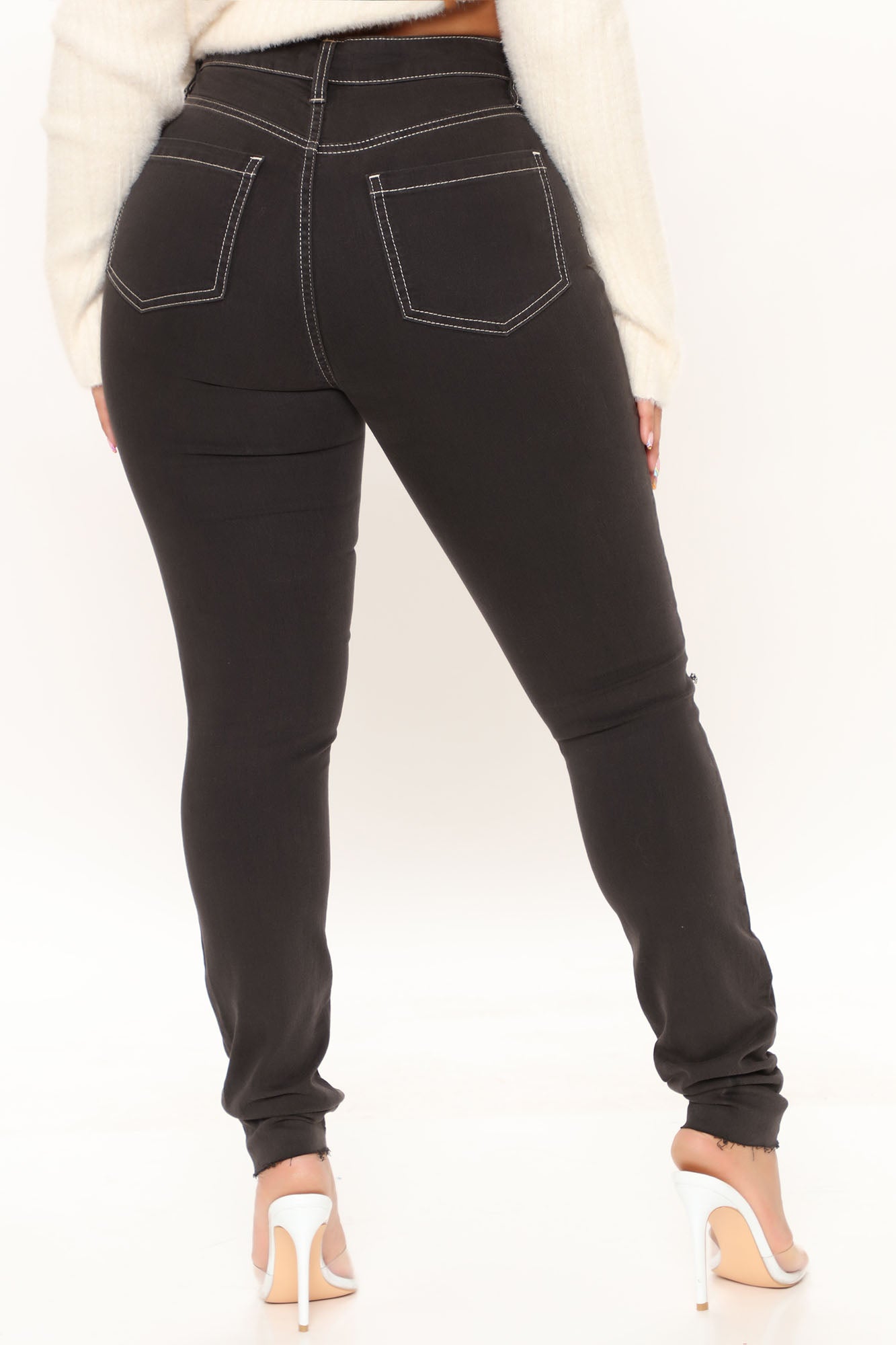 Bristol Contrast Stitch Skinny Jeans - Black Ins Street
