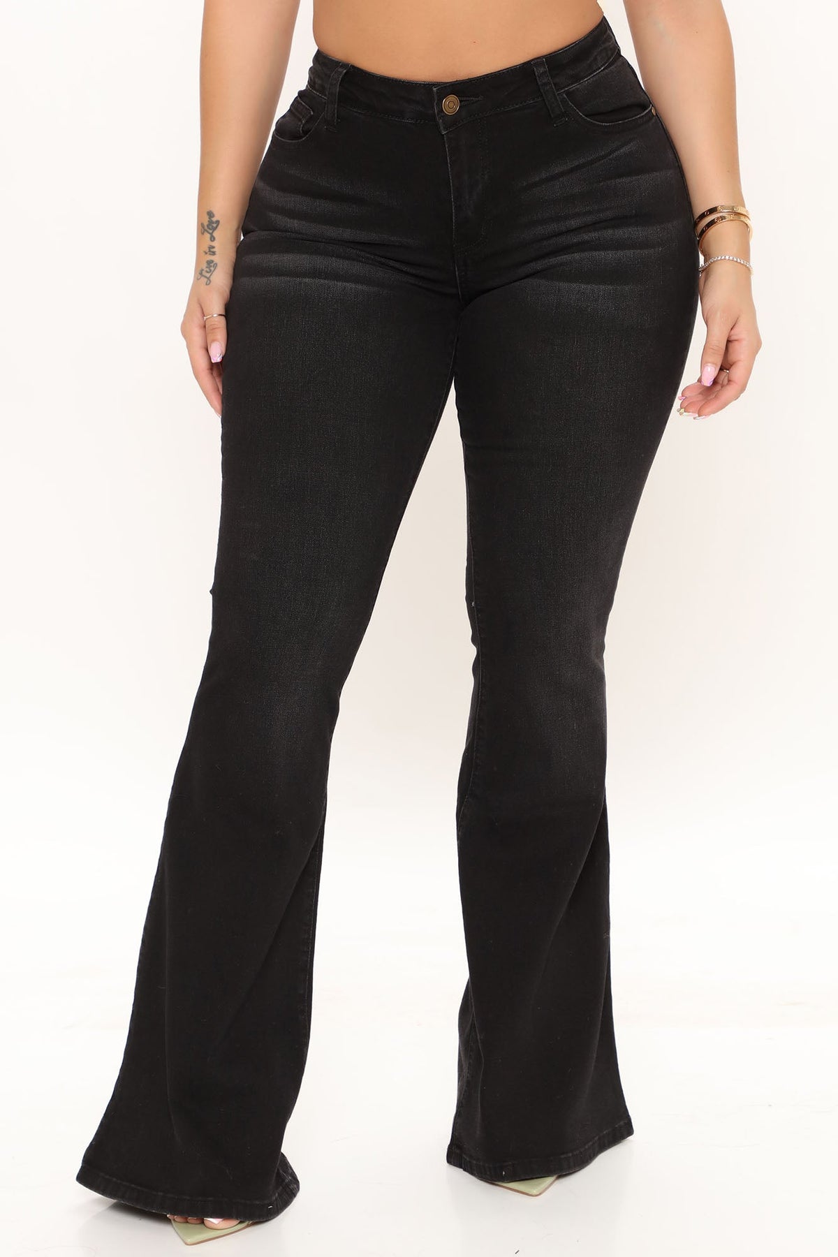 Such A Flirt Mid Rise Stretch Flare Jeans - Black Ins Street