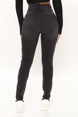 Cross Me Once Stretch Skinny Jeans - Black Ins Street