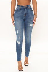 Tabitha Mid Rise Ripped Skinny Jeans - Medium Blue Wash Ins Street