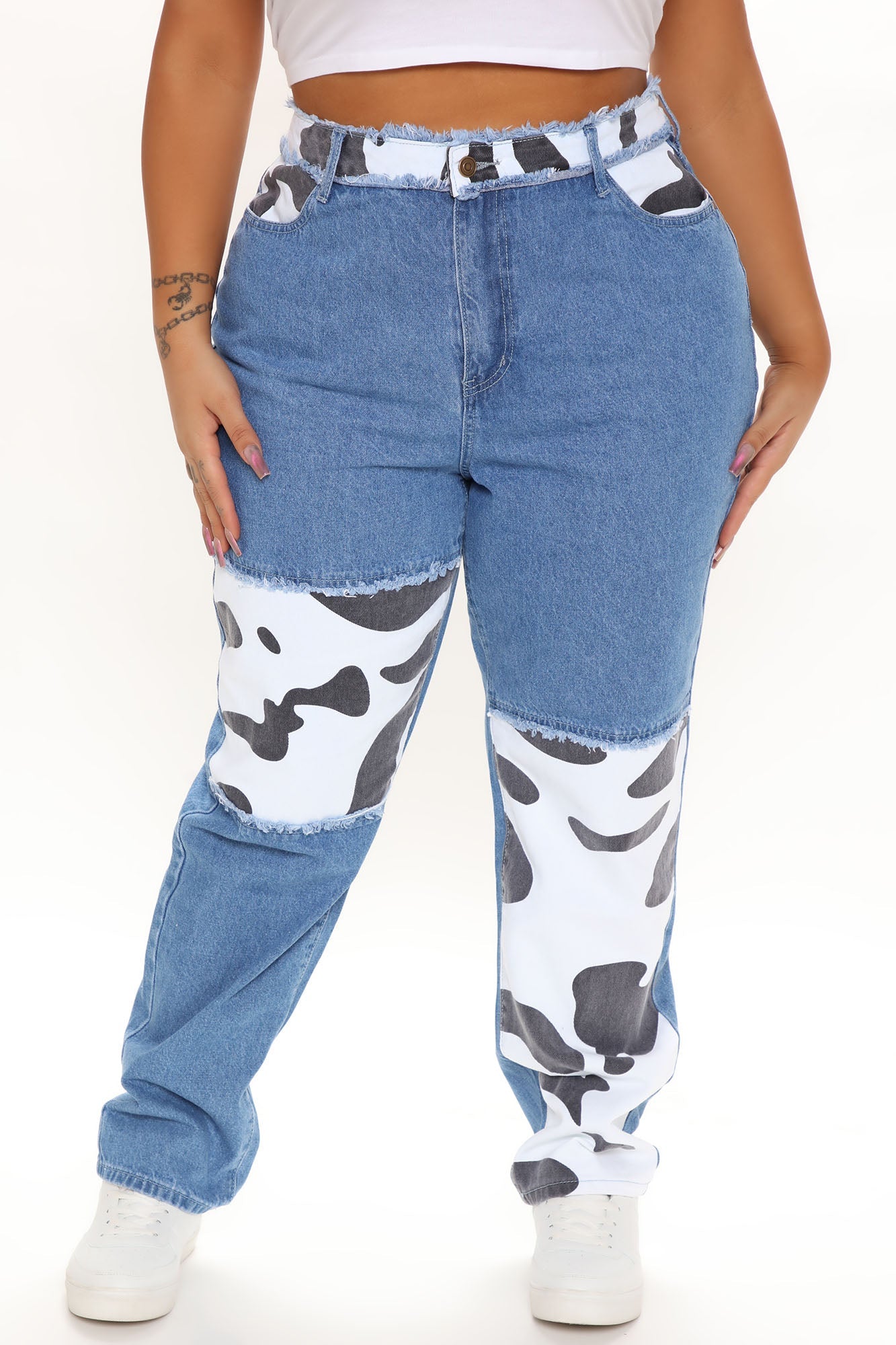 Favorite Cowgirl Colorblock Mom Jeans - Black/combo Ins Street