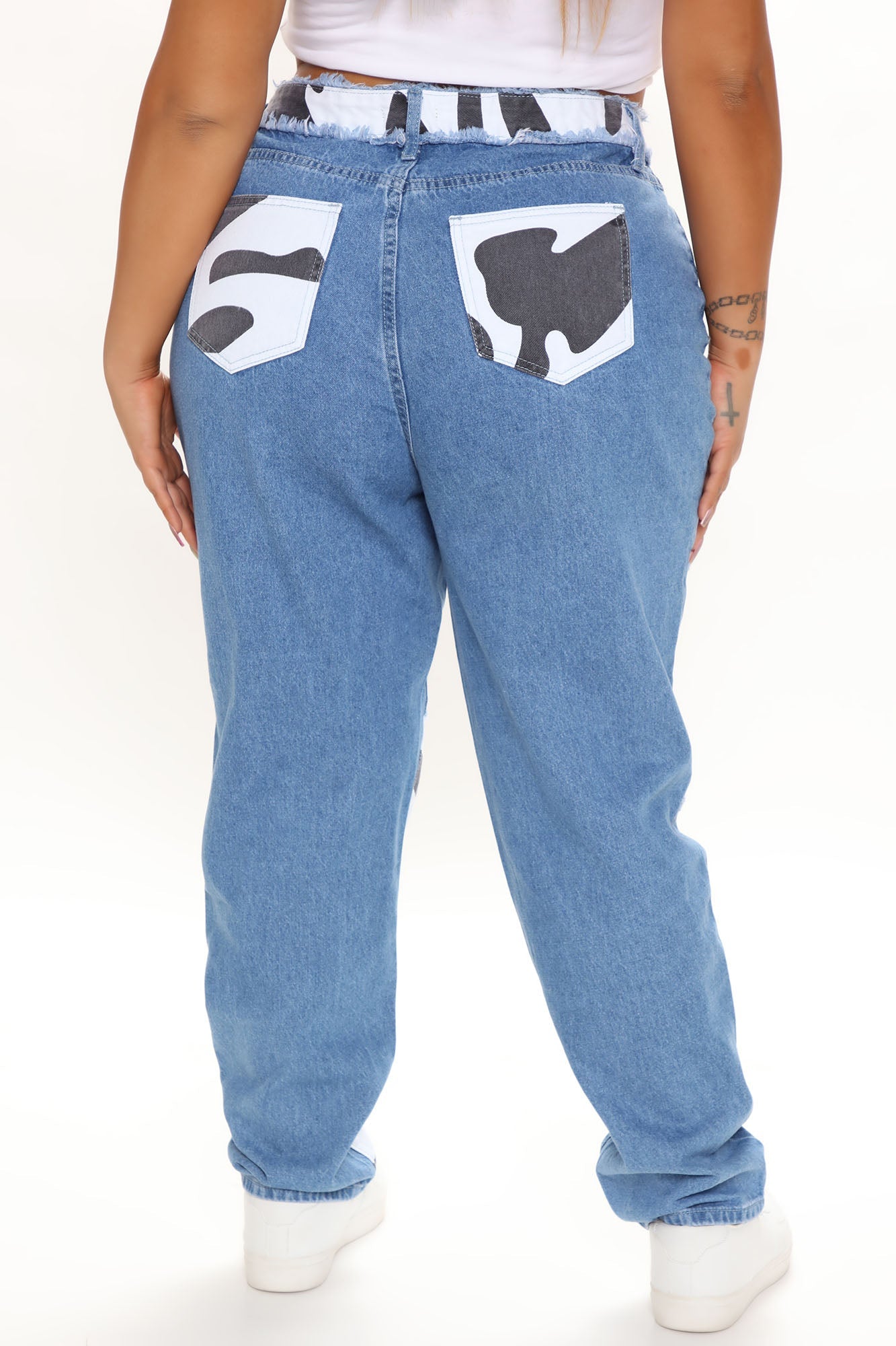 Favorite Cowgirl Colorblock Mom Jeans - Black/combo Ins Street