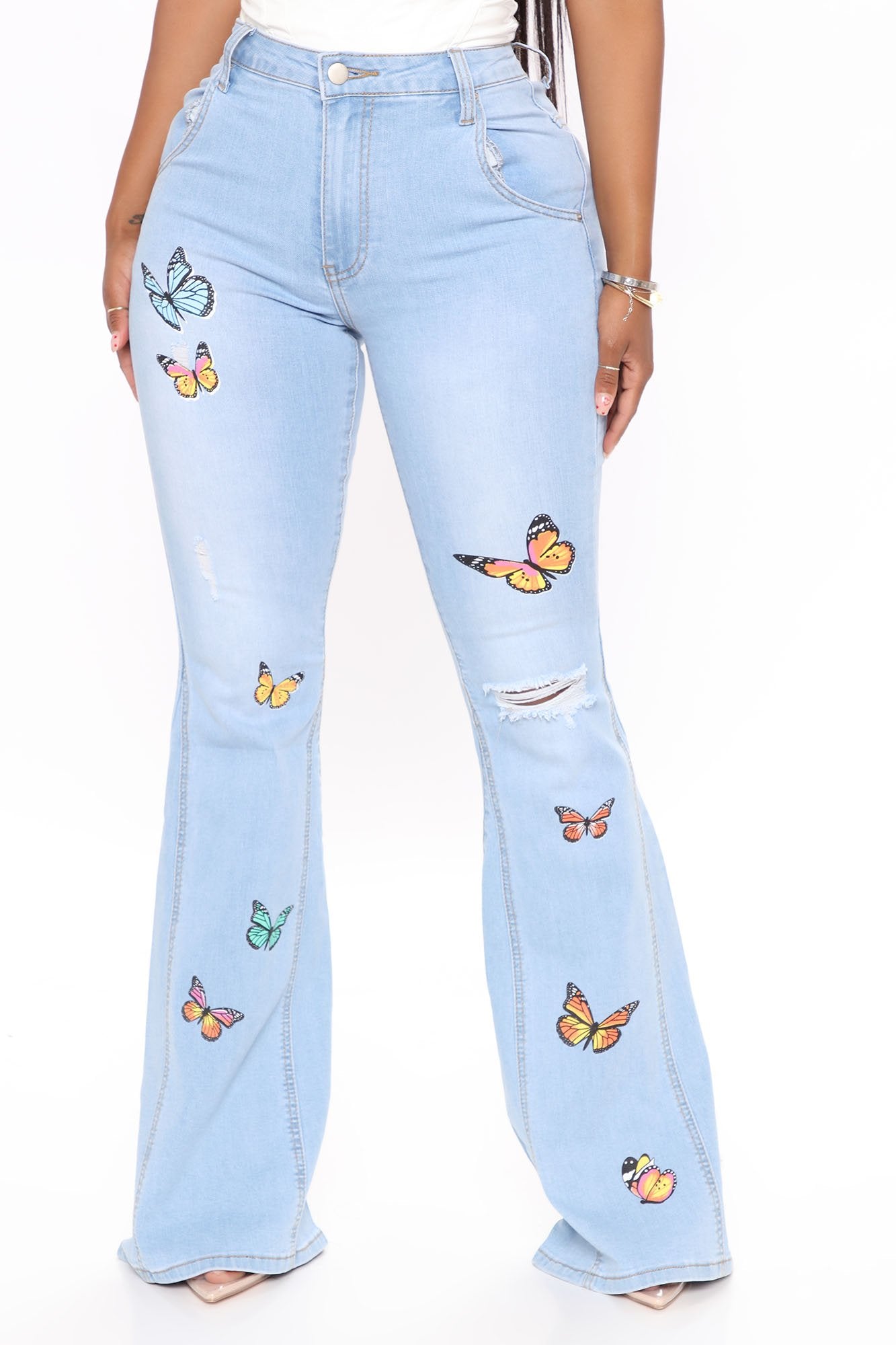 Catching Butterflies Extreme Flare Jeans - Light Blue Wash Ins Street