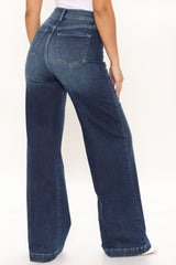Classic High Waist Trouser Flare Jeans - Medium Blue Wash Ins Street