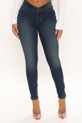 V Nice To Flex Game Skinny Jeans - Dark Tint Ins Street