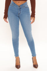 V Nice To Flex Game Skinny Jeans - Light Blue Wash Ins Street