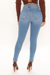 V Nice To Flex Game Skinny Jeans - Light Blue Wash Ins Street
