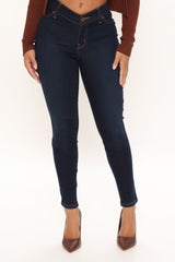 V Nice To Flex Game Skinny Jeans - Dark Blue Wash Ins Street